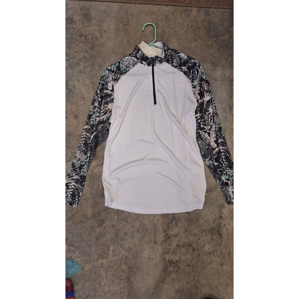 Bermuda Sands Women's Golf Shirt 2XL Sun Polo UPF 50+ Long Sleeve White Multi